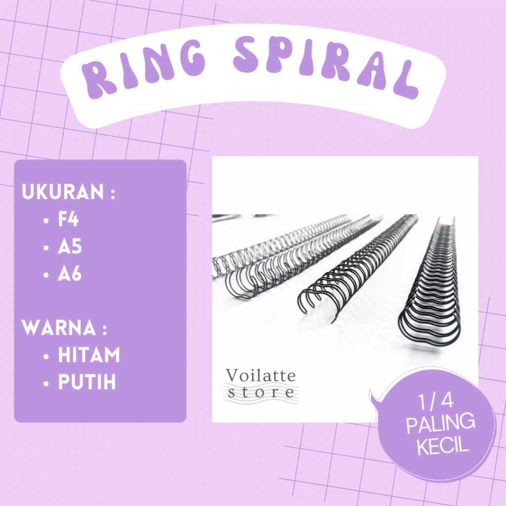 [ISI 5 PCS] RKP001 Ring Kawat Spiral Jilid 1/4 - Spiral Wire 3:1 - F4 / A5 / A6 Ring Binder Custom
