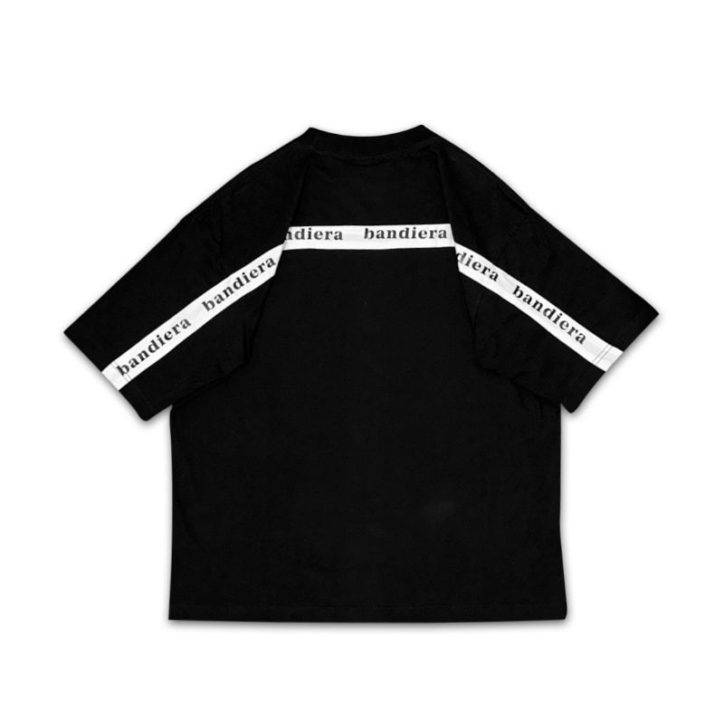 BANDIERA monostrip | baju oversize | baju hitam | oversize T-shirt | black oversize