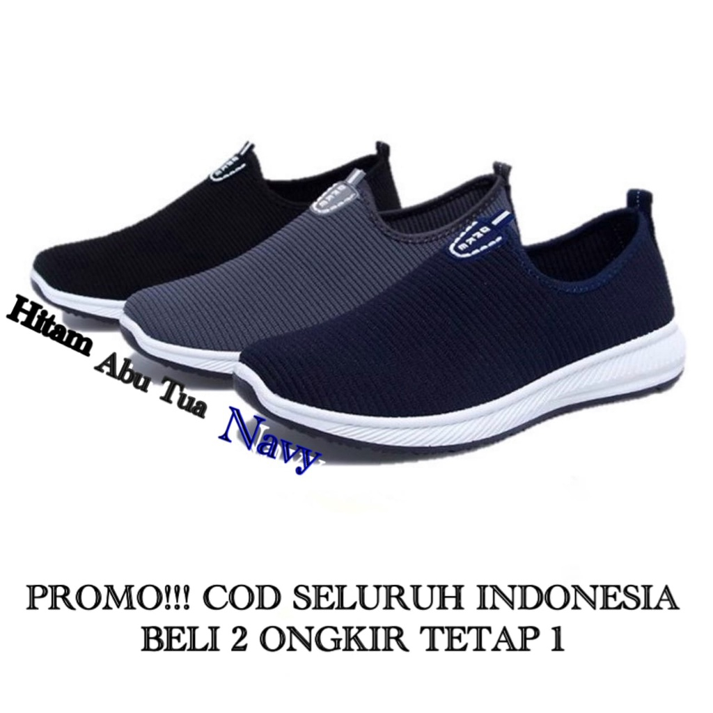 Sepatu Slip on Pria Wanita Sepatu Onke Sport Motif Polos Slip On Casual