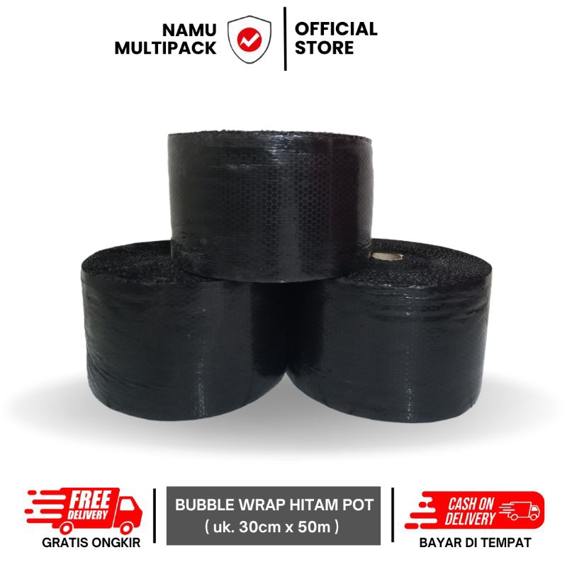 

BUBBLE WRAP HITAM/PACKING ONLINE SHOP PREMIUM/POTONGAN 30CMX50M/CILACAP PURWOKERTO