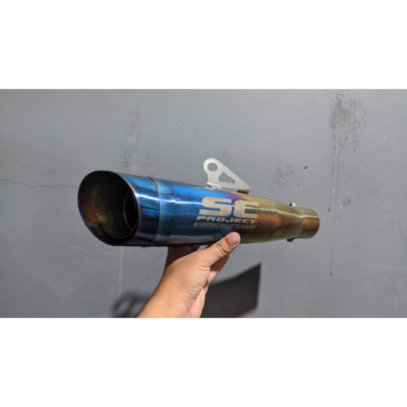 Knalpot racing Sc project S1 blue Silincer only bonus perr