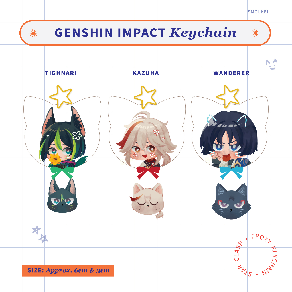 Keychain Epoxy Glitter Genshin Impact