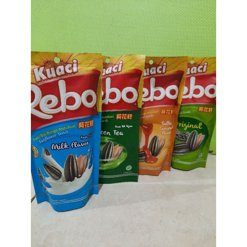 

Rebo Kuaci 150 gram Rasa Coconut, Green tea, Original, Susu, Caramel, FUZO Kuaci Rasa Original dan Susu