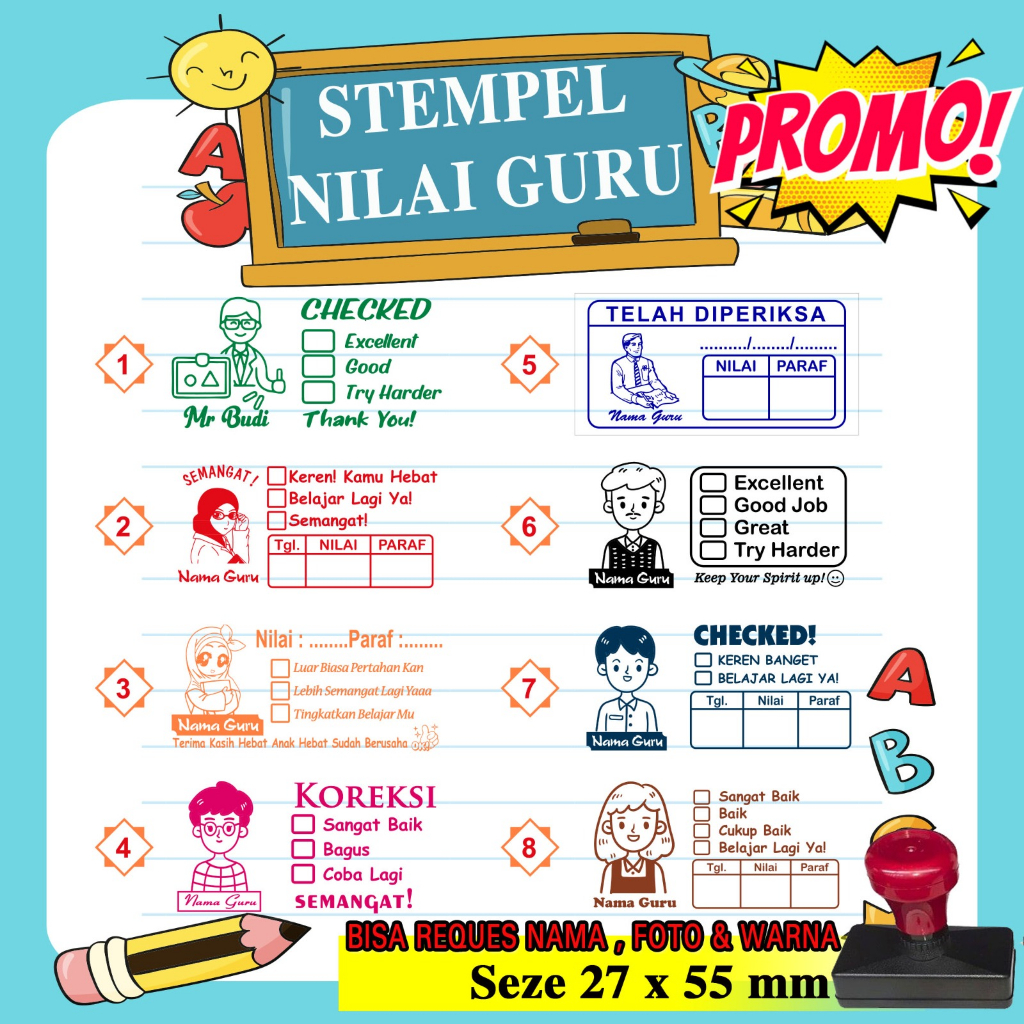 

Stempel Nilai Guru / Penilaian / Koreksi / Checked / Reward