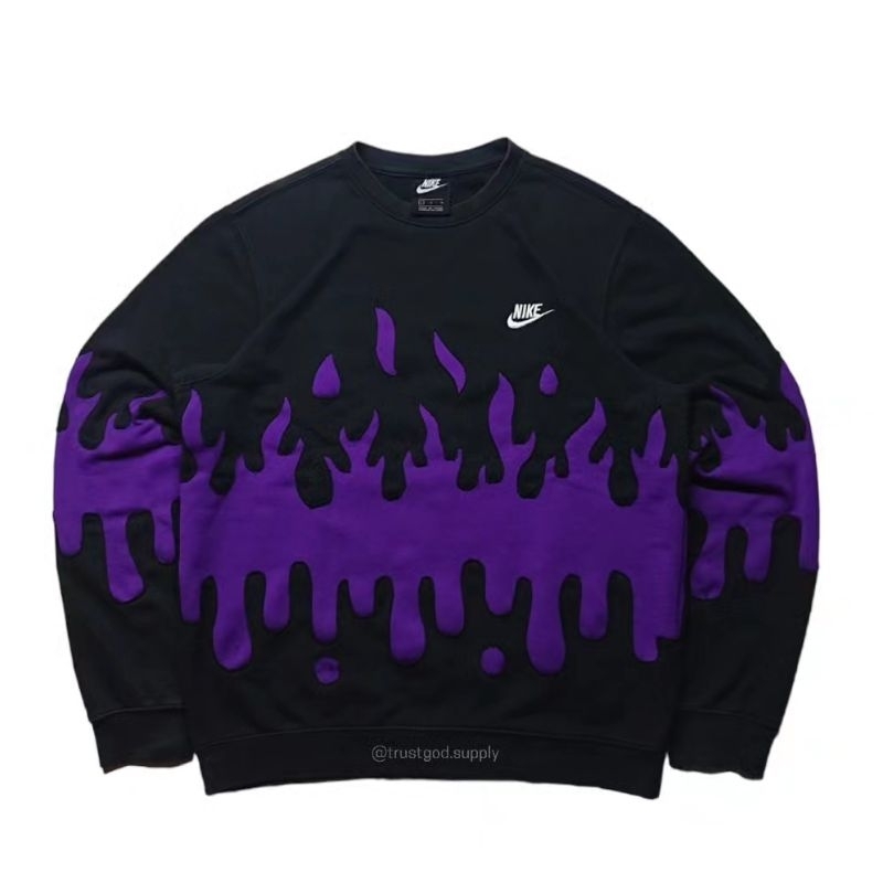 REWORKED NIKE DRIPPY FLAME CREWNECK/REWORKHOODIE/REWORKEDCREWNECK