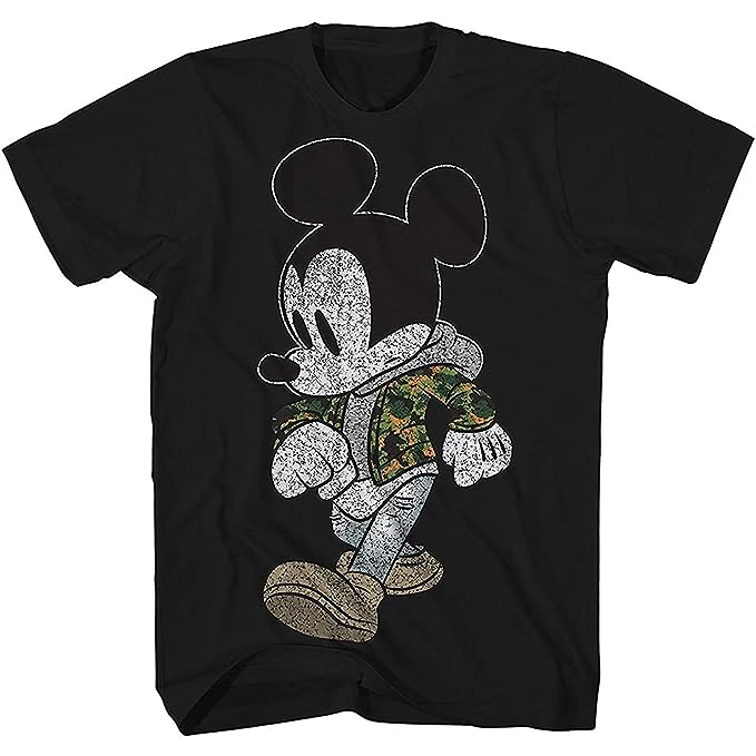 Kaos Disney Mickey Mouse Camo Distressed Camouflage Adult Mens Graphic T-Shirt - Baju Pria - Baju Wa