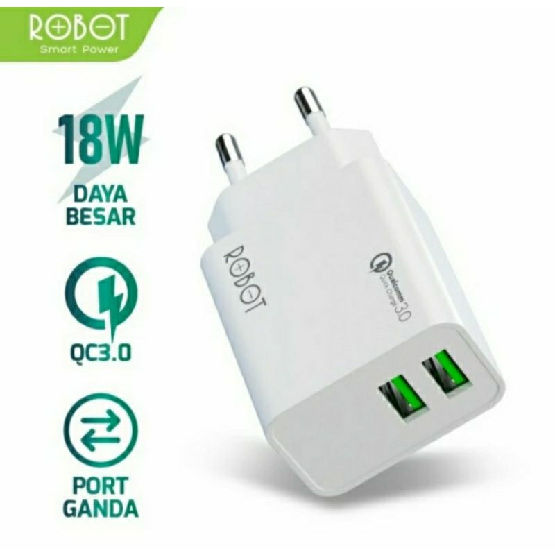 Batok Kepala Charger Dual USB 3A QC 3.0 Robot RT-F3