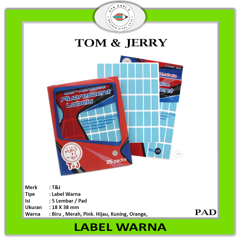 

TOM & JERRY - Label T & J No.108 warna , Label No.108 warna -Pad