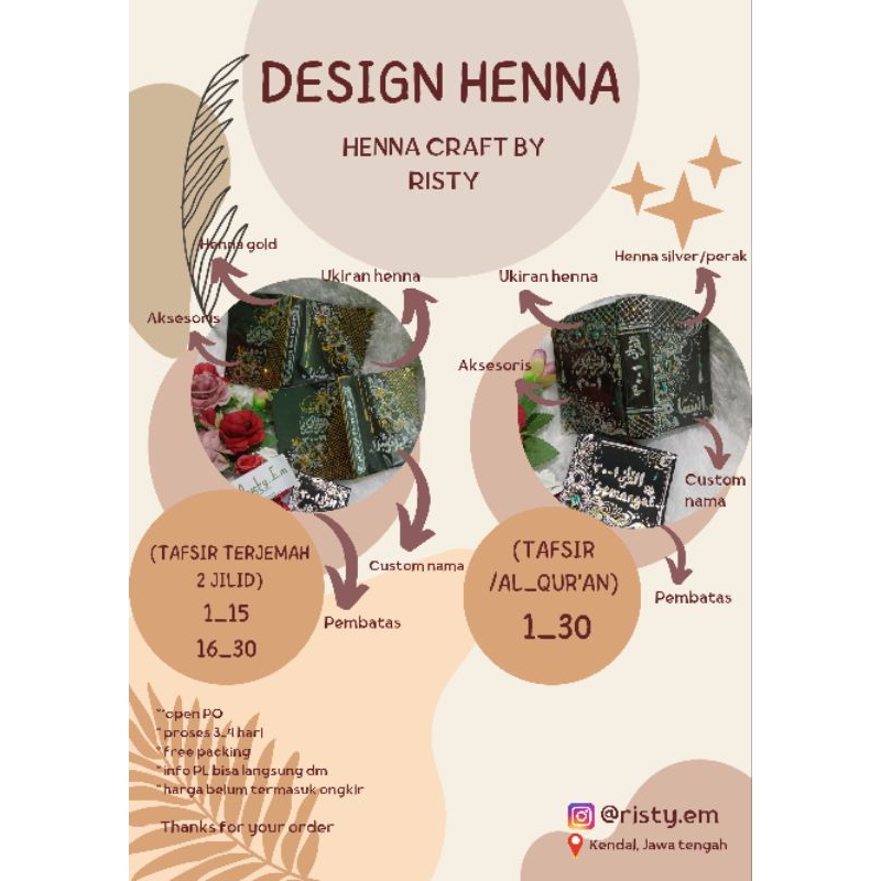 Al-qur'an terjemah kudus 2 jilid // sampul ukir henna by risty