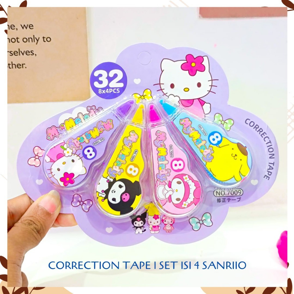 

CORRECTION TAPE 1 SET ISI 4 SANRIIO TIPE X ROLL TERMURAH LUCU IMUT PAKET COD ALAT-ALAT SEKOLAH