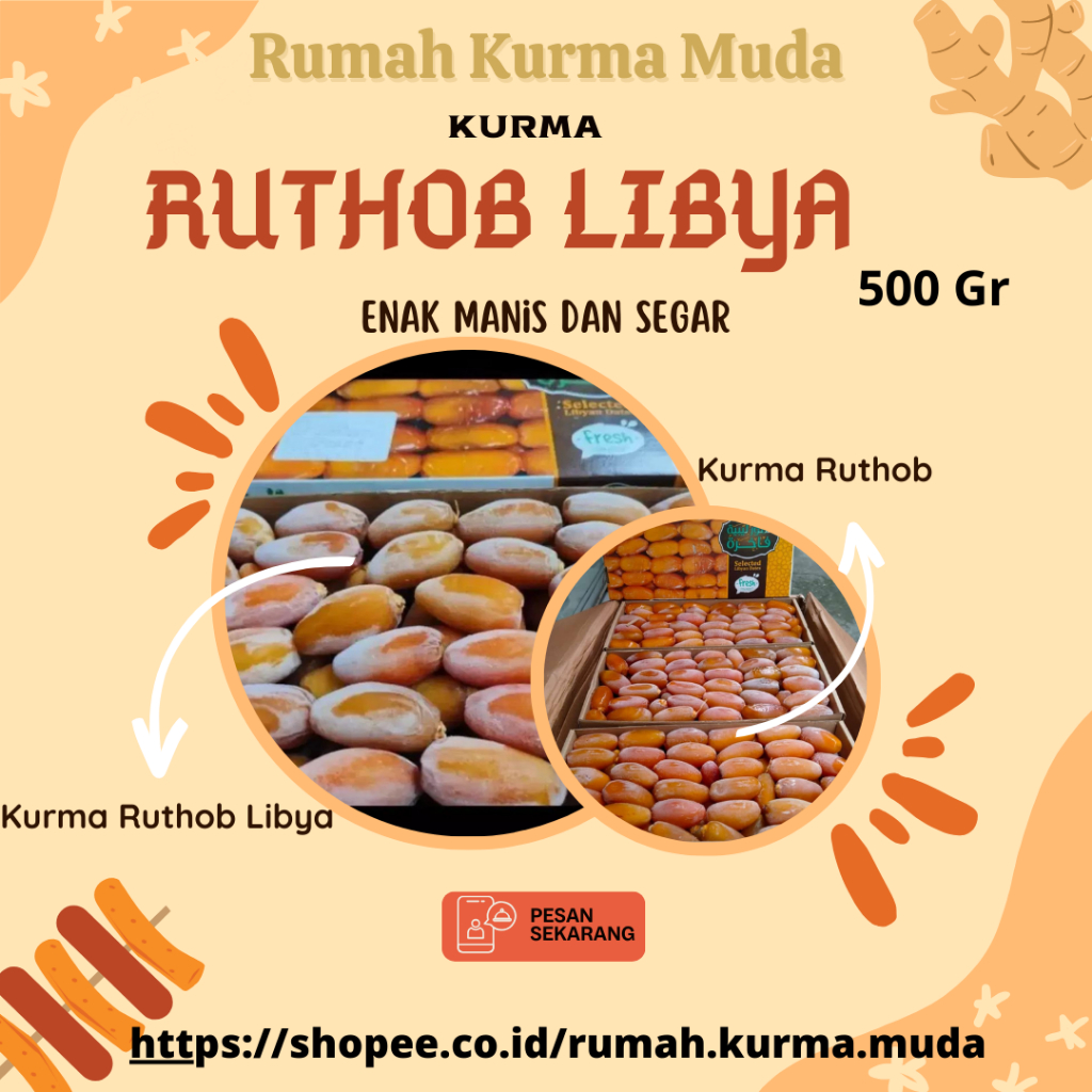 

Rumah Kurma Muda - 500 Gram Kurma Ruthob Libya segar panen terbaru 1/2kg - Kurma Ruthob Basah | Ruthob | Kurma Ruthob | Kurma Ruthob Premium | Kurma Basah Ruthob | Kurma Ruthob Asli | Kurma Ruthob Libya