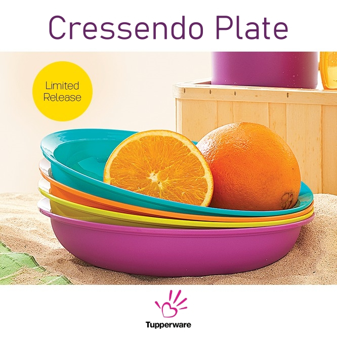 TUPPERWARE CRESSENDO PLATE HIJAU 4PC SET Piring Tupperware