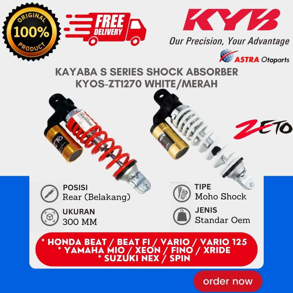 SHOCKBREAKER + TABUNG KAYABA KYOS-ZT1270R UNTUK MOTOR ALL MATIC YAMAHA / SHOCK BREAKER BELAKANG / KY