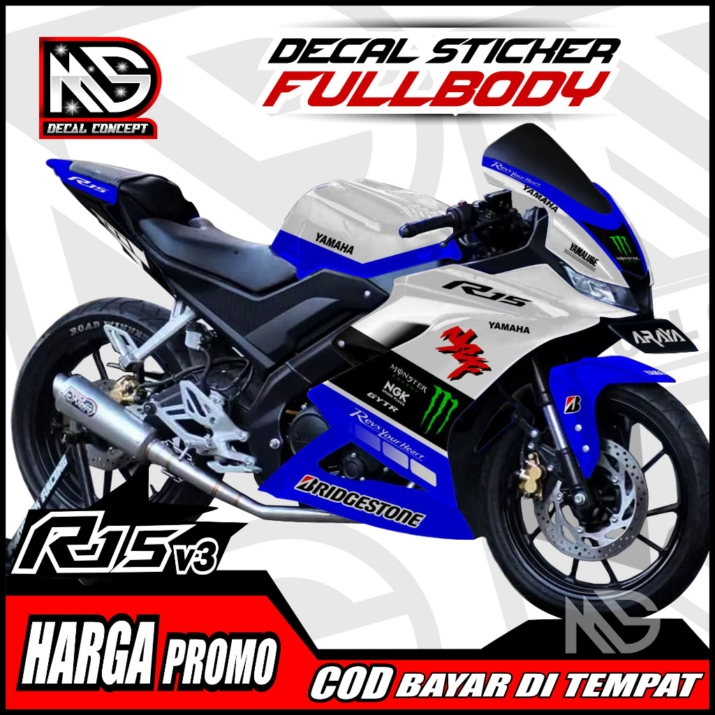 (PROMO SPECIAL) Decal R15 V3 Full Body Stiker R15 V3 Full Body Dekal R15 V3 Variasi Stiker R15 V3 Fu