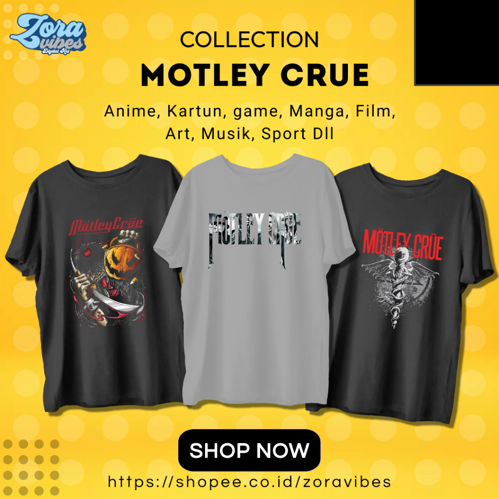 KAOS BAND / KAOS MOTLEY CRUE /MOTLEY CRUE WHITE/ BAJU MUSIK ROCK METAL