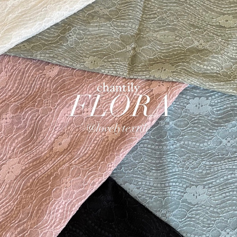 Kain Kebaya Brokat Kain Brokat Meteran Kain Brokat Chantily Kain Santili Motif Salur Flora