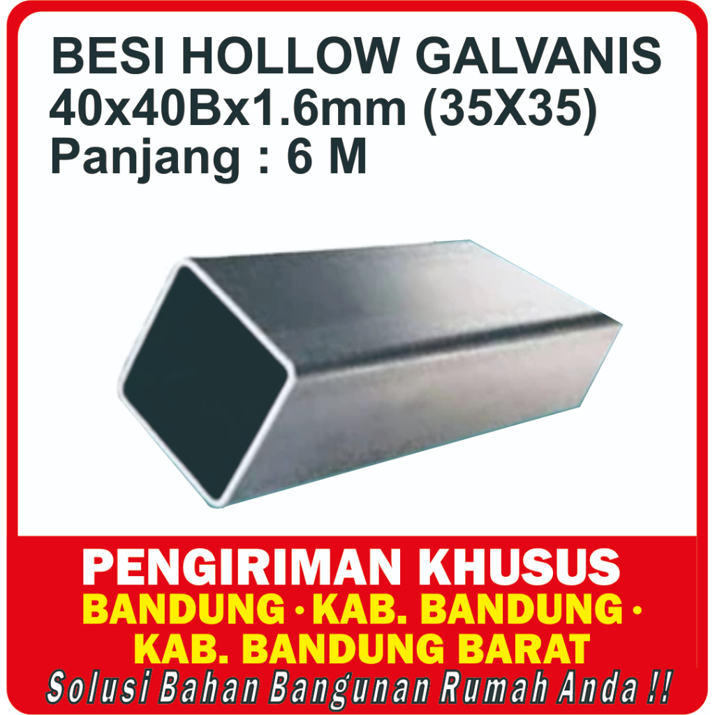 Hollow Galvanis B 40 x 40 Besi Hollow Galvanis B 40 x 40 x 6