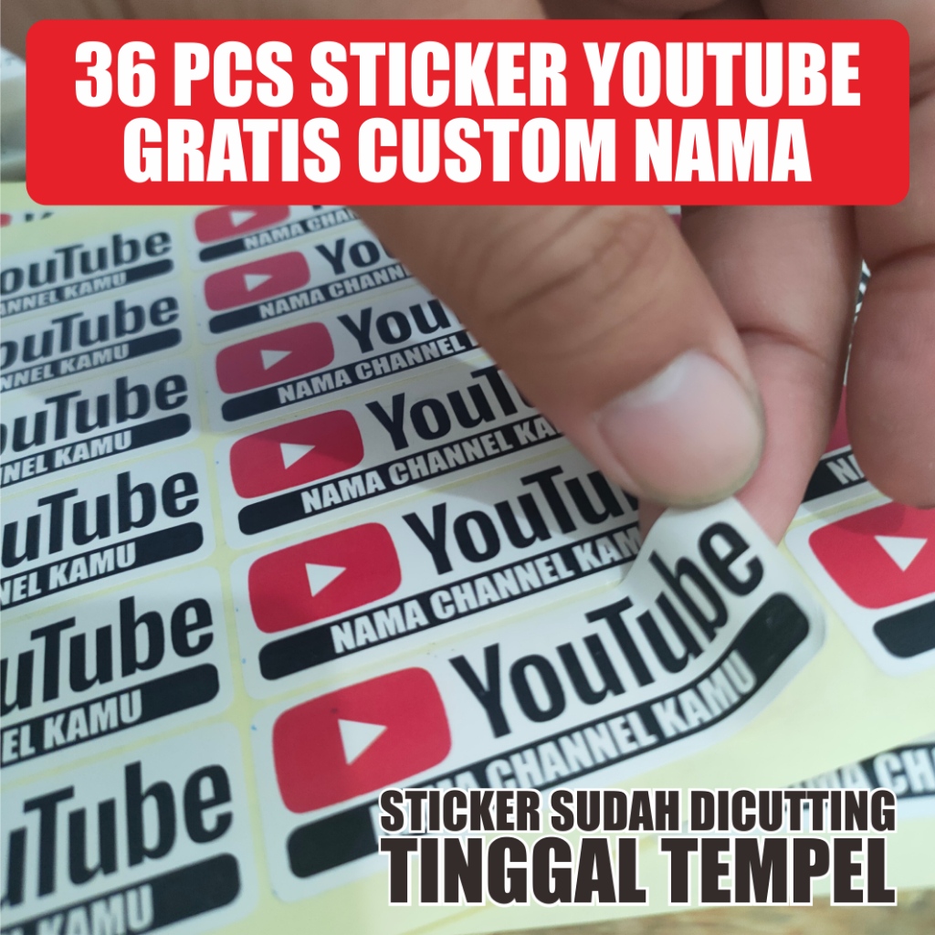 

Sticker Youtube Custom Nama Channel Isi 36 pcs