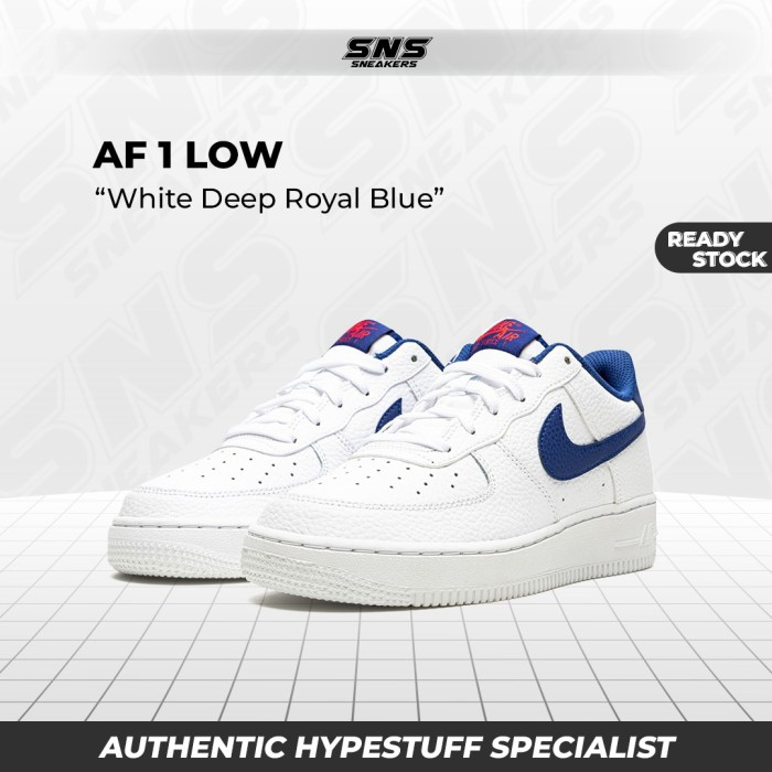 Nike Air Force 1 AF 1 Low White Deep Royal GS 100% Original Authentic