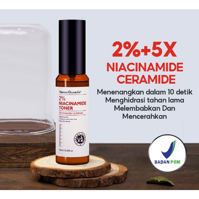 Original VIBRANT GLAMOUR [BPOM] 2% Niacinamide Toner 100ml 5X Pemutih Pelembab Wajah