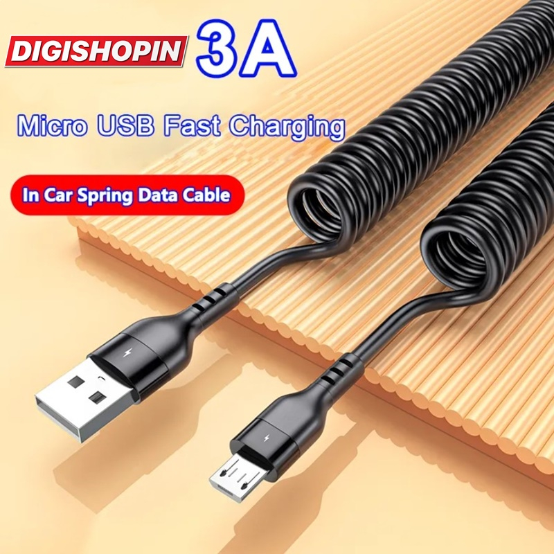 KEBISS Kabel Data Micro USB Multifungsi Telescopic Kable Charger 3A Fast Charging Micro USB Spring