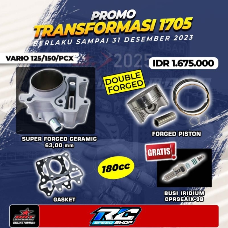 BLOK CERAMIC KERAMIK BRT VARIO 125 VARIO 150 PCX 150 ADV 150 63 MM 180CC/ BORING SET BRT PISTON SET 