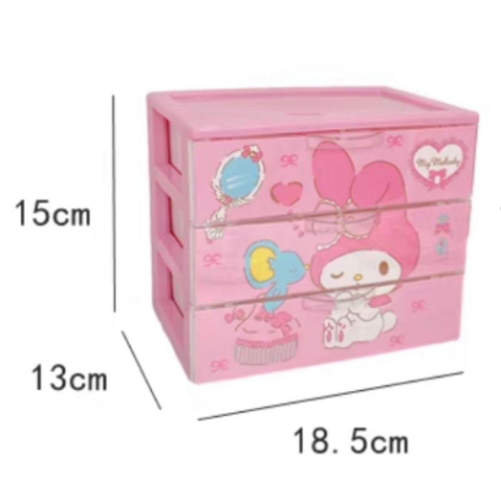 Laci Drawer 3 Susun Sanrio My Melody Kuromi Cinnamoroll