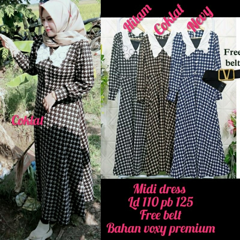 Midi dress kerah korea