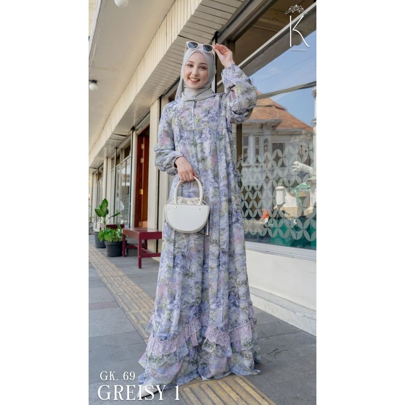 gamis mewah kemayu by Luna hijab motif tabur bunga