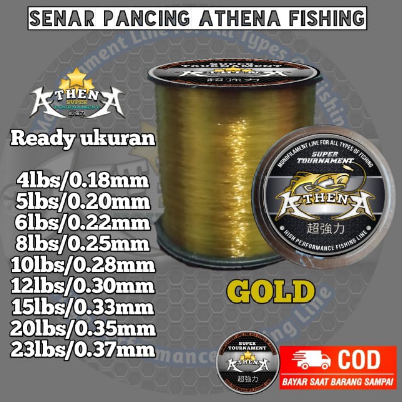 senar pancing super kuat 1800m senar pancing kecil kuat 50 kg senar pancing athena warna gold