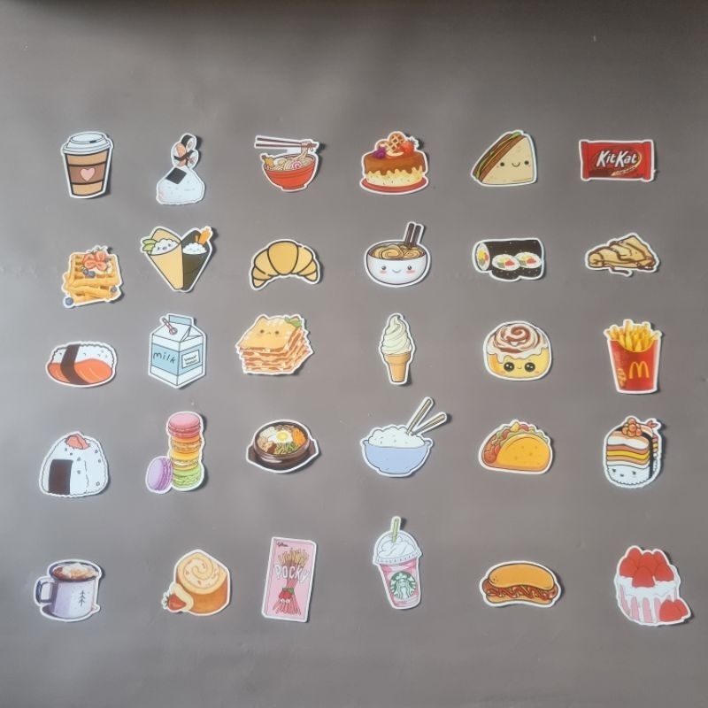 

20 pcs Stiker FOOD DRINK Lucu Cute Sticker Dekorasi Jurnal Scrapbook