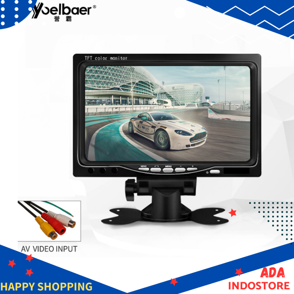 Layar Monitor Mobil TFT LCD 7 Inch  - Black
