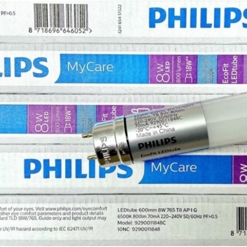 Lampu TL led tube ecofit t8 8watt philips