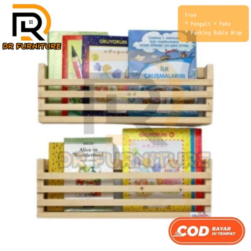 Rak Buku Kayu Dinding Gantung Aesthetic Tempat Buku Rak Majalah Rak Foto Rak Tempat Al Quran Rak Rua
