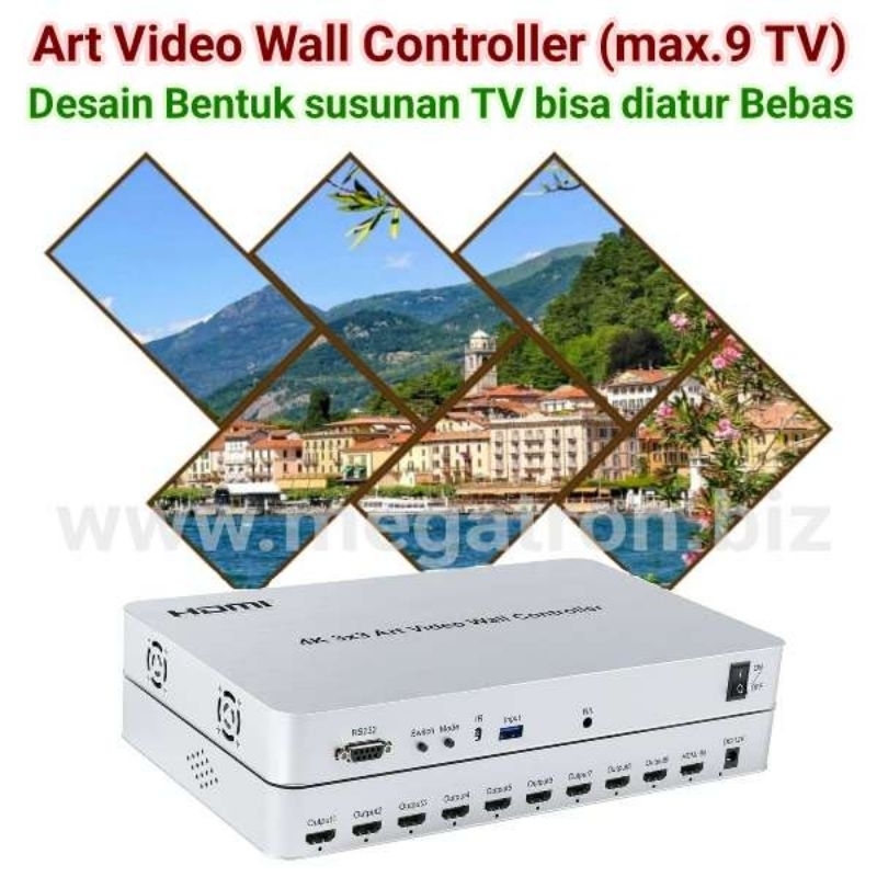 4K Art Video Wall Controller - Bebas Mengkreasikan Bentuk susunan TV - maksimal 9 TV
