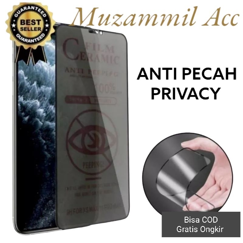 Temper Glass Anti SPY Anti Privacy Ceramic Type Vivo 1606/ Vivo Y53-2017 Pelindung layar hp lama