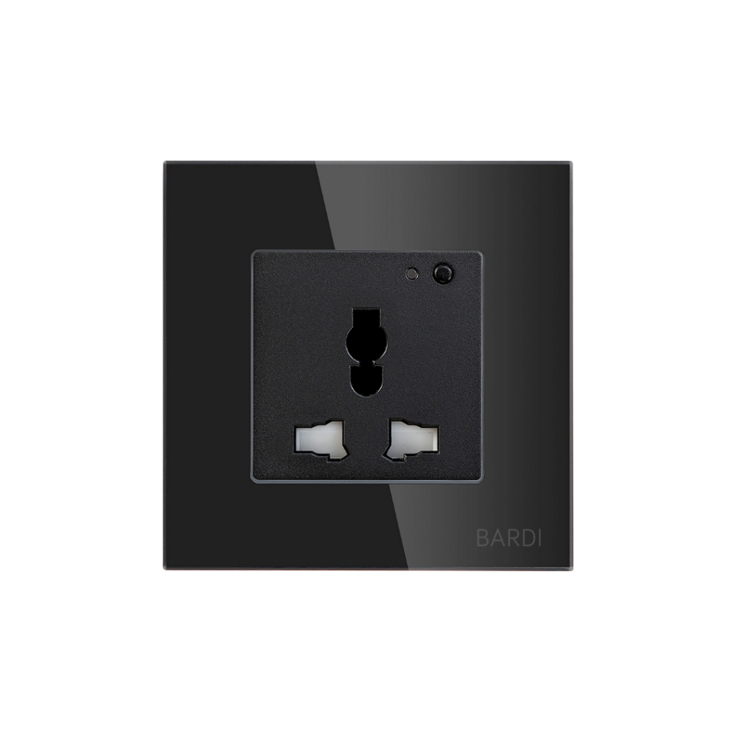 BARDI Smart Wall Socket WiFi UNI Black Stop Kontak Universal