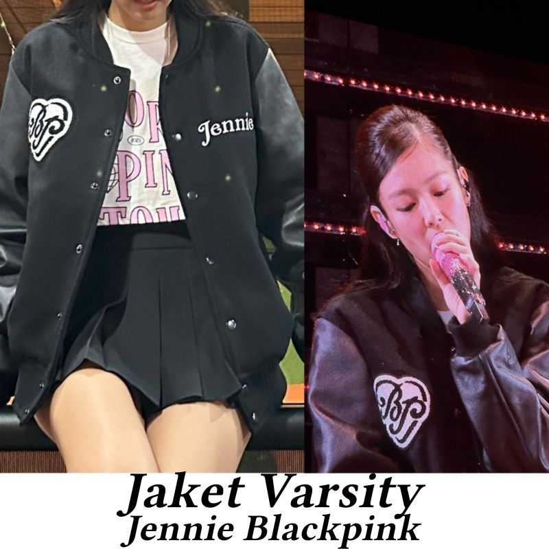 JAKET VARSITY LENGAN LEATHER JENNIE JISOO ROSE LISA  - SIZE S-XXL