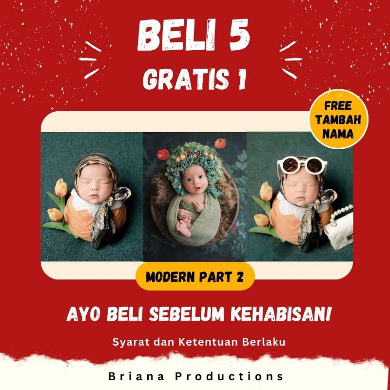 Jasa Edit Foto Anak Bayi Newborn Ala Studio - Modern Part 2 Islami Muslim Adat - Briana Productions