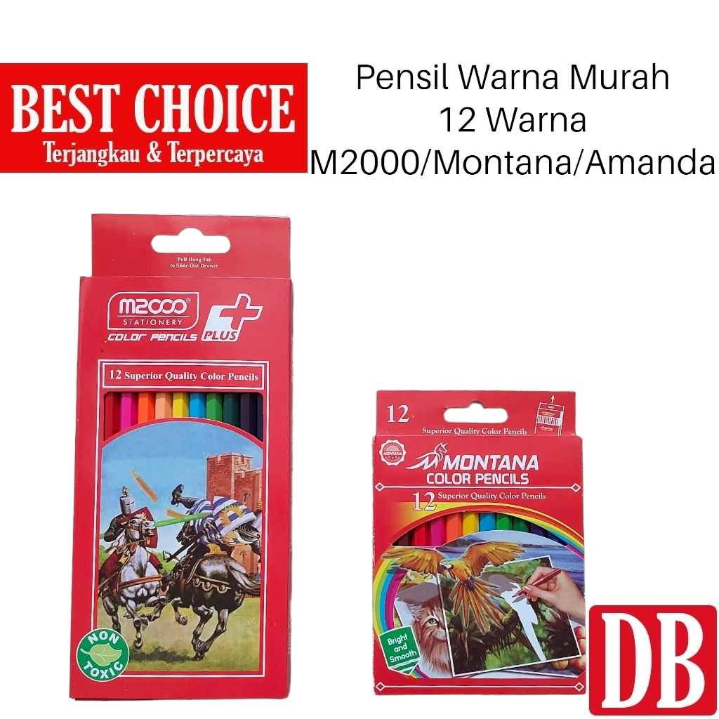 

Pensil Warna / Color Pencils Murah M2000 / Montana / Amanda 12 Warna Panjang Pendek