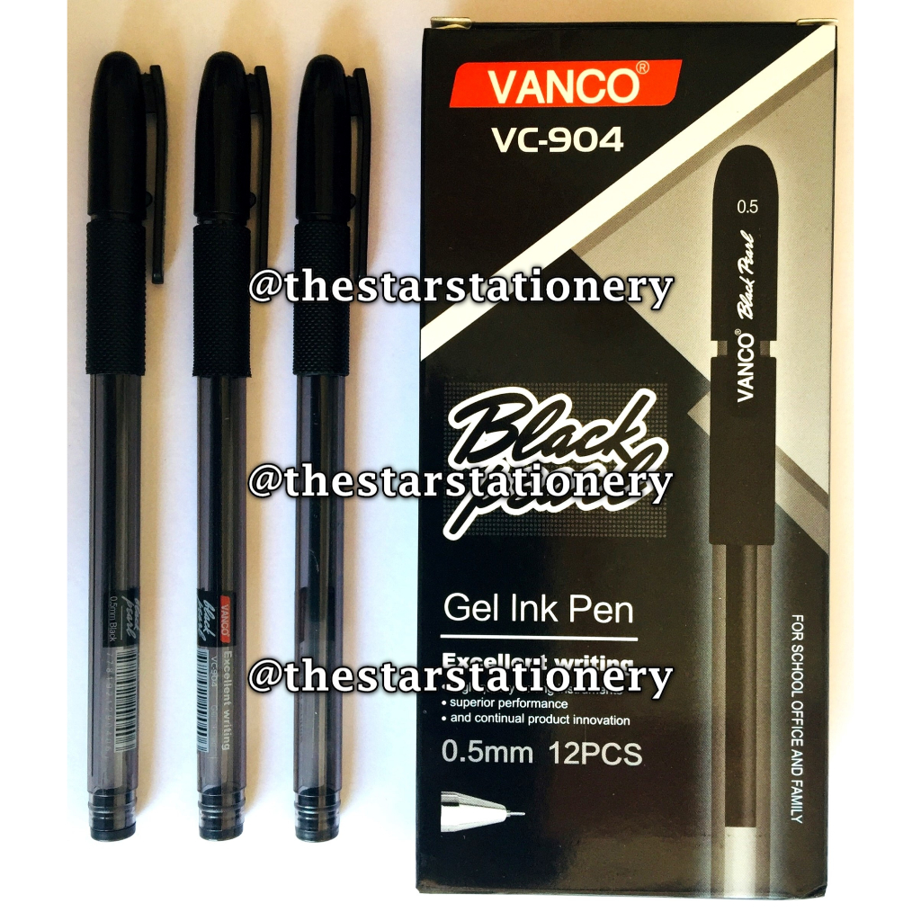 

(1 Biji) GROSIR Bolpen Vanco VC-904 0.5 mm Black Pearl Gel Pen / Gel Pen Vanco VC904 (1 Biji)