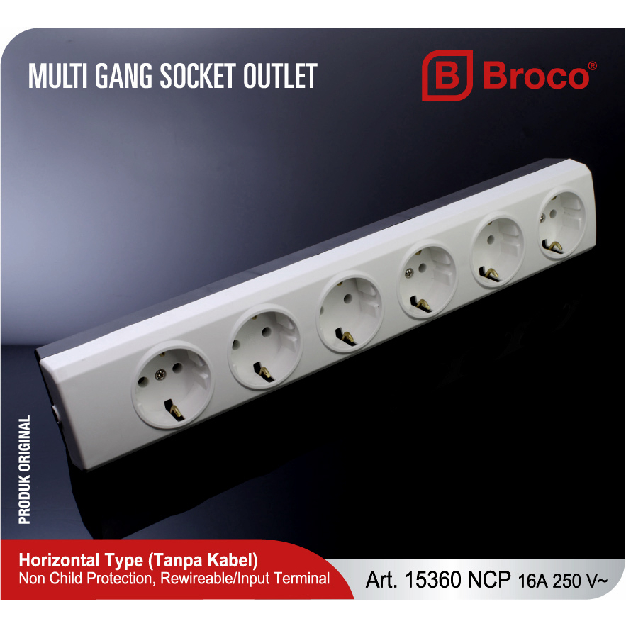 Stop Kontak BROCO / Terminal BROCO / Stop Kontak 6 Lubang Putih BROCO - 15360