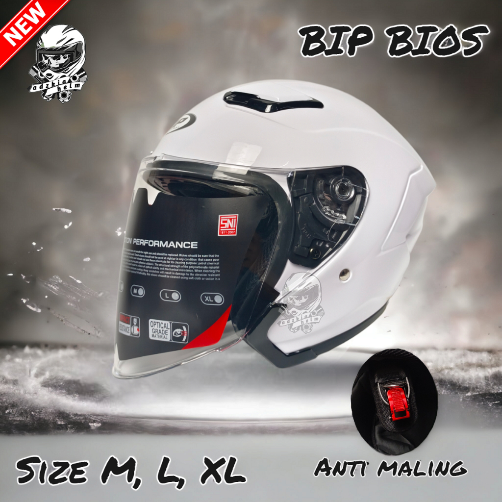 HELM BIP BIOS SOLID WHITE/PUTIH bip plast|half face terbaru