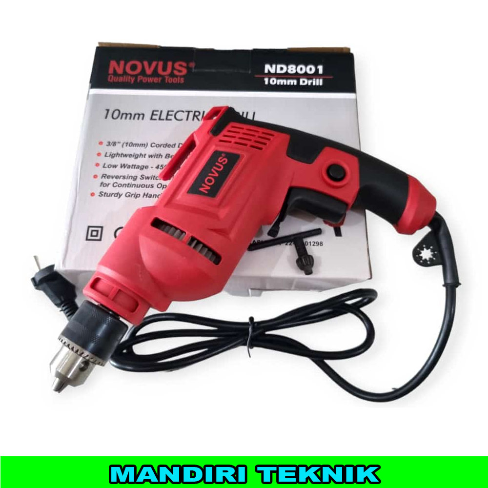 NOVUS Mesin Bor Tangan Listrik 10mm Bolak Balik - Bor Tangan 10mm (BB)