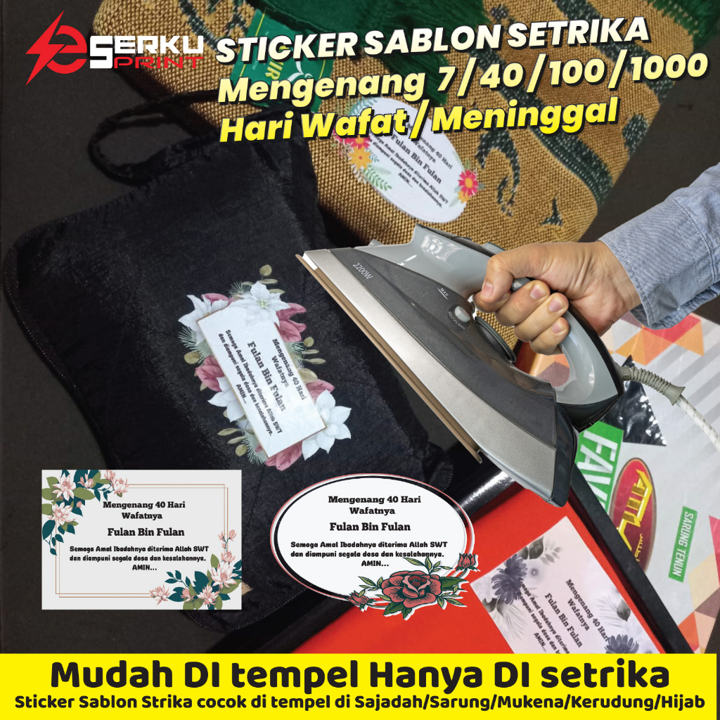 STICKER SABLON SETRIKA  Mengenang  7 / 40 / 100 / 1000  Hari Wafat / Meninggal custom