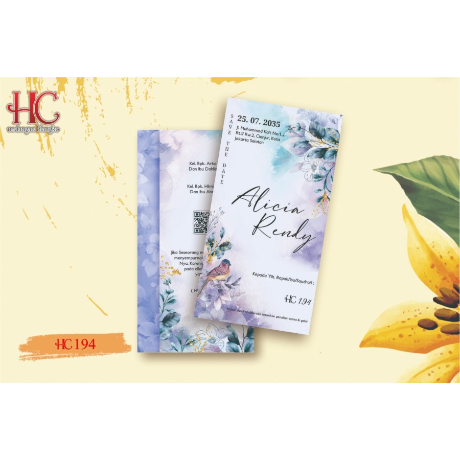 Blangko Undangan Pernikahan HC 194 Wedding Simple Murah