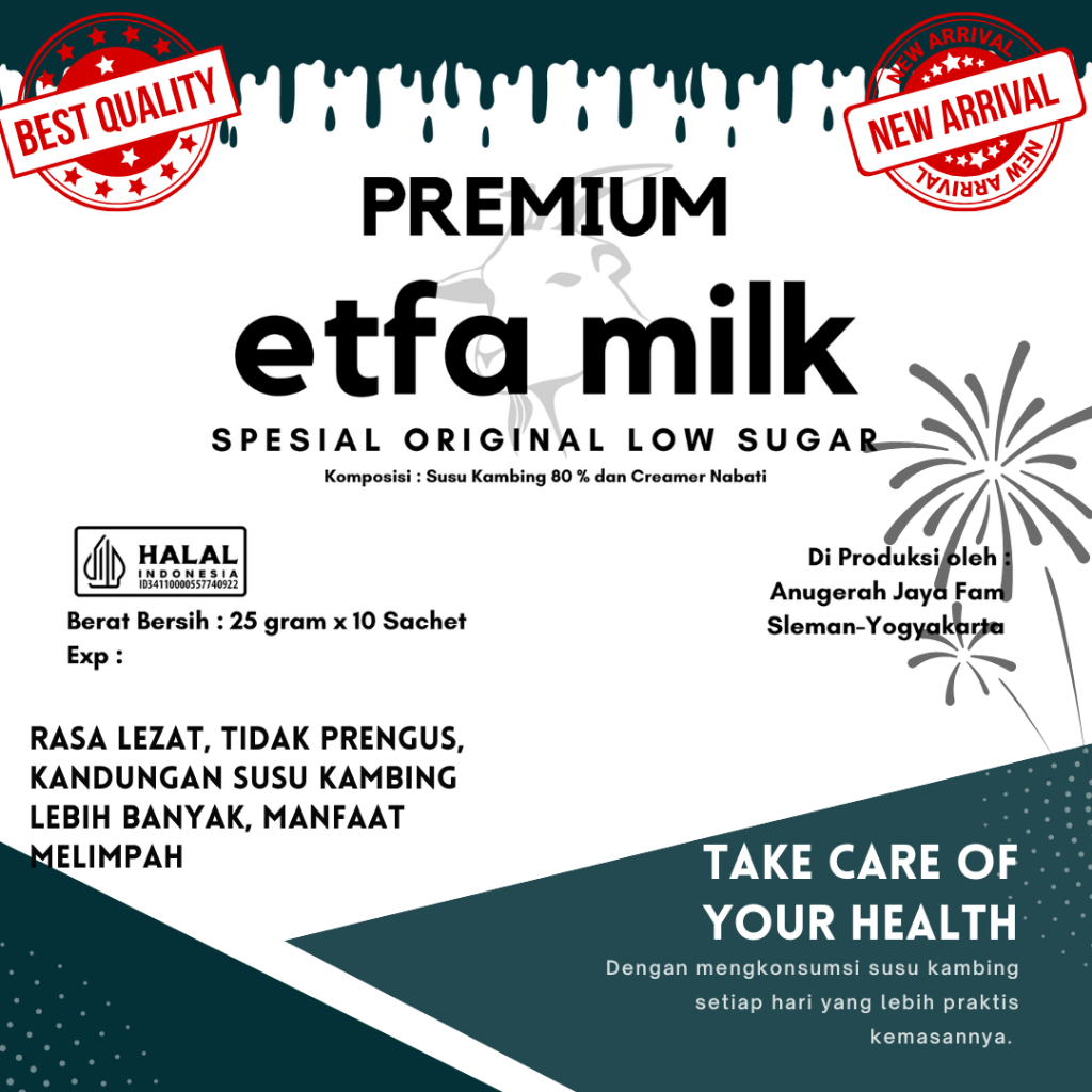 

Susu Kambing Etawa Premium Low Sugar "ETFA MILK" - Sachet