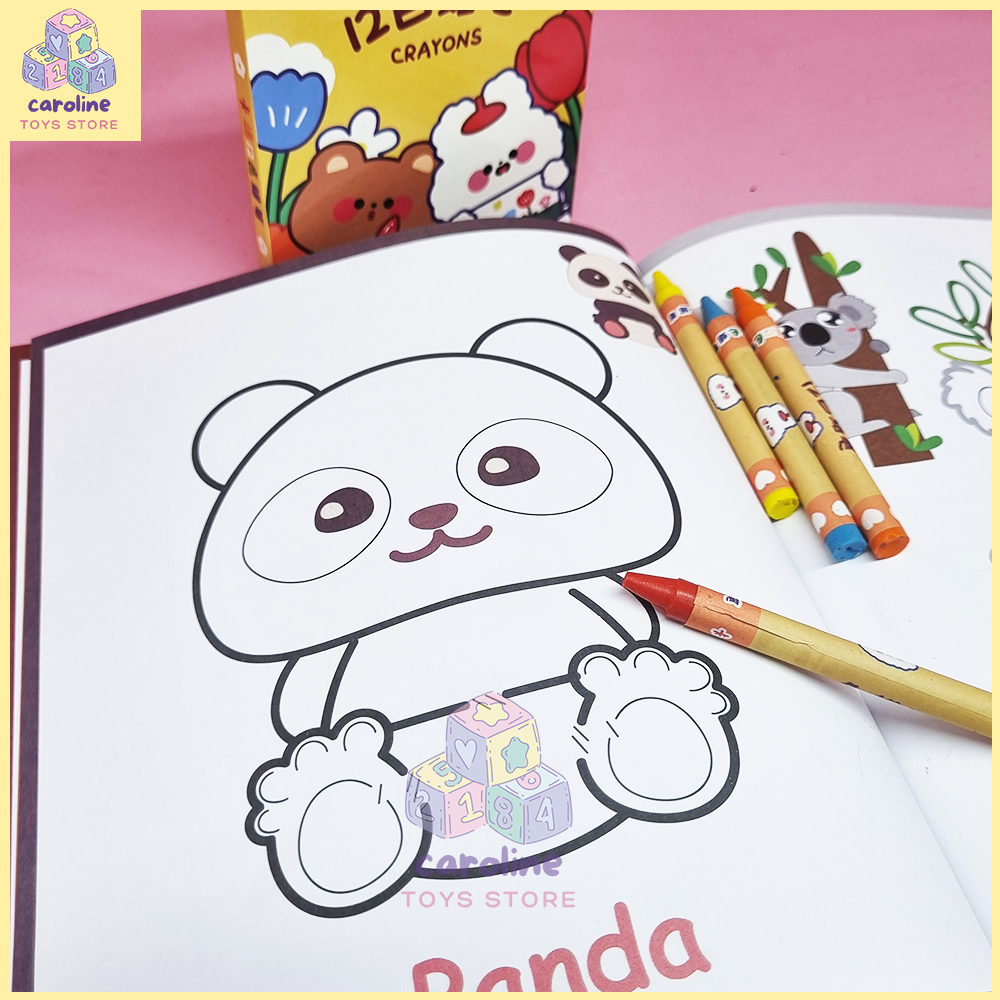 ABmart Buku Mewarnai Anak 2-5 Tahun Isi 2 Buku Tema Buah dan Hewan Free Crayon