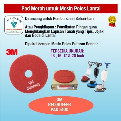 Floor Pad / Spoon Pad Polisher Merk 3M Merah 16” (1 box isi 5 )