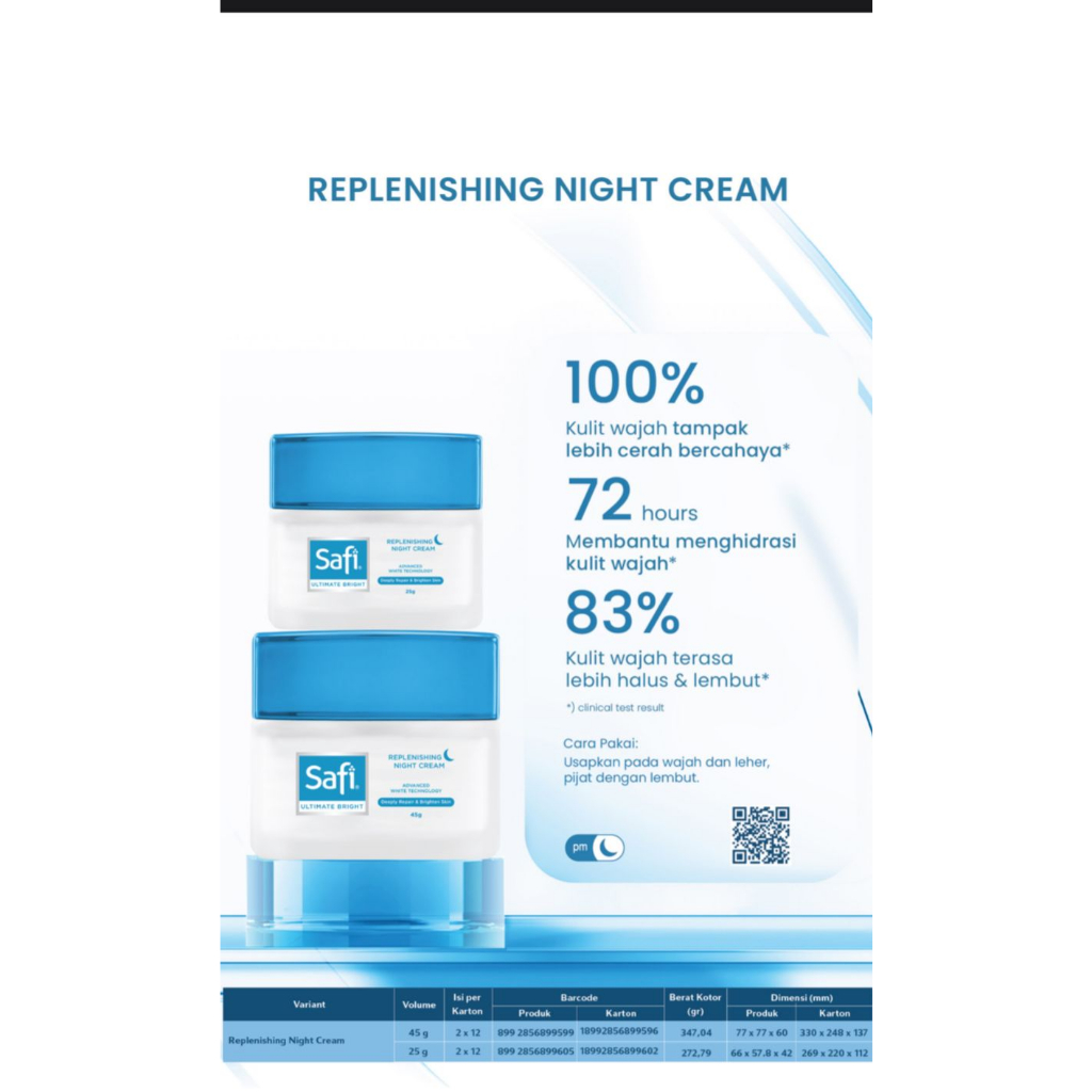 SAFI ULTIMATE BRIGHT REPLENISHING NIGHT CREAM/ krim malam